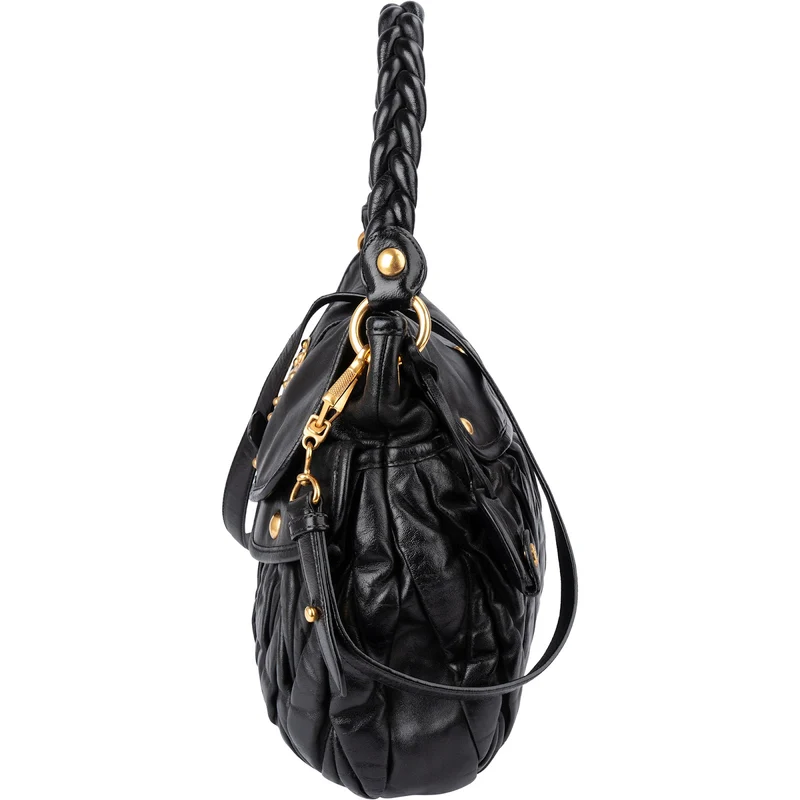 Miu Miu Quilted Gathered Leather Handbag