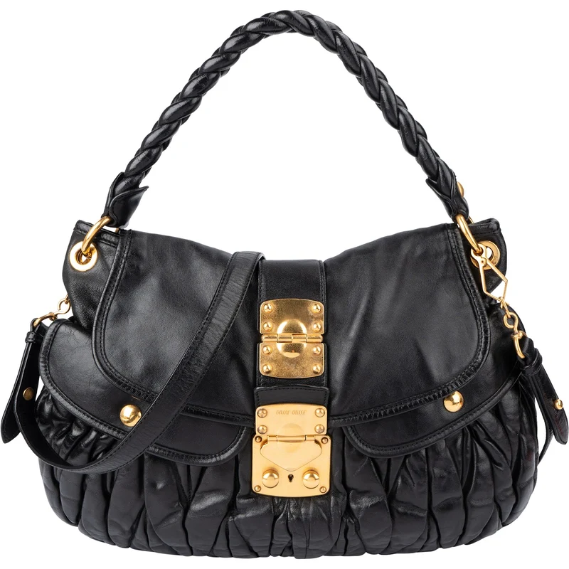 Miu Miu Quilted Gathered Leather Handbag