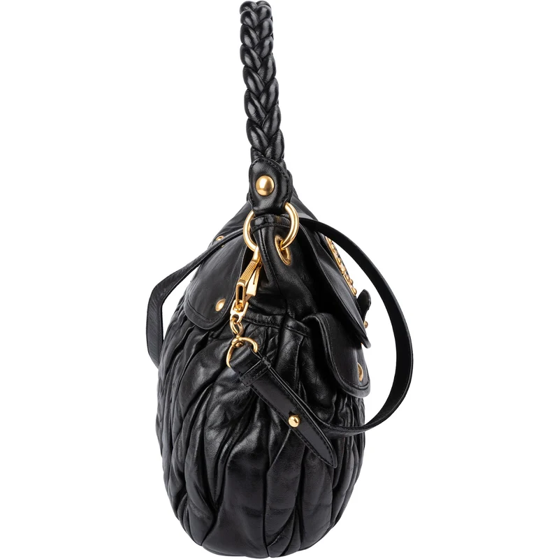 Miu Miu Quilted Gathered Leather Handbag