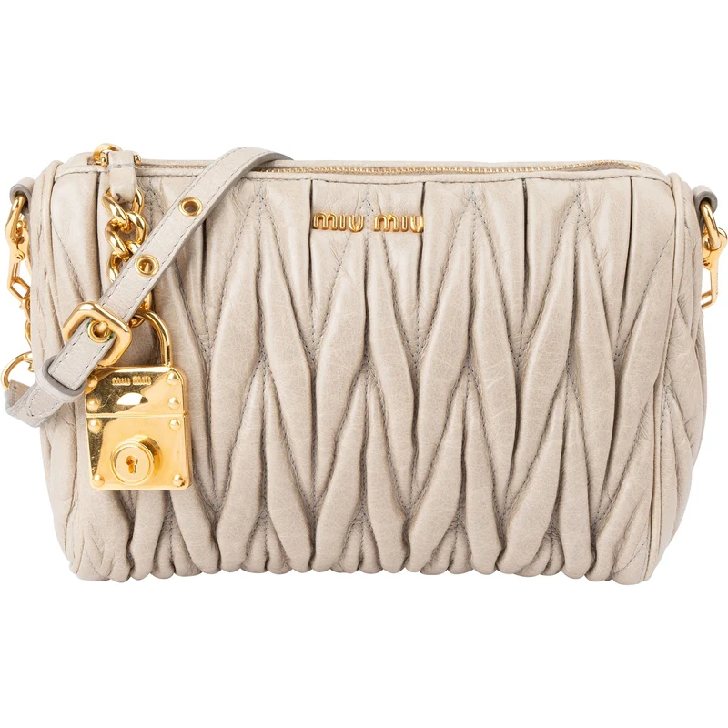 Miu Miu Matelassé Nappa Leather Padlock Shoulder Bag