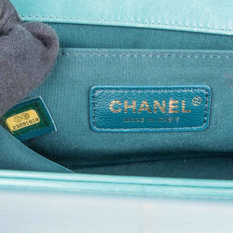 Chanel Shearling Leather Medium Boy Single Flap Crossbody Bag