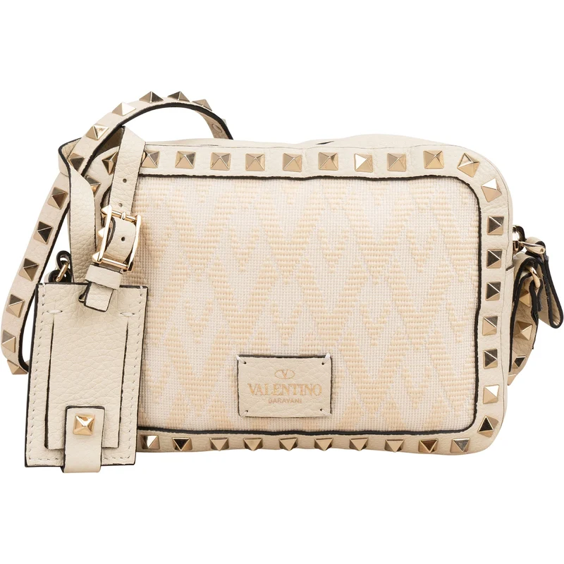 Valentino Garavani Rockstud Woven Camera Crossbody Bag