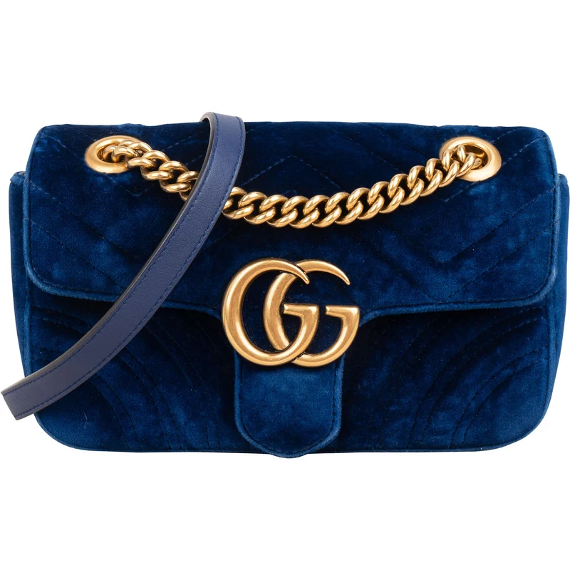 Gucci Velvet Matelassé GG Marmont Small Crossbody Bag