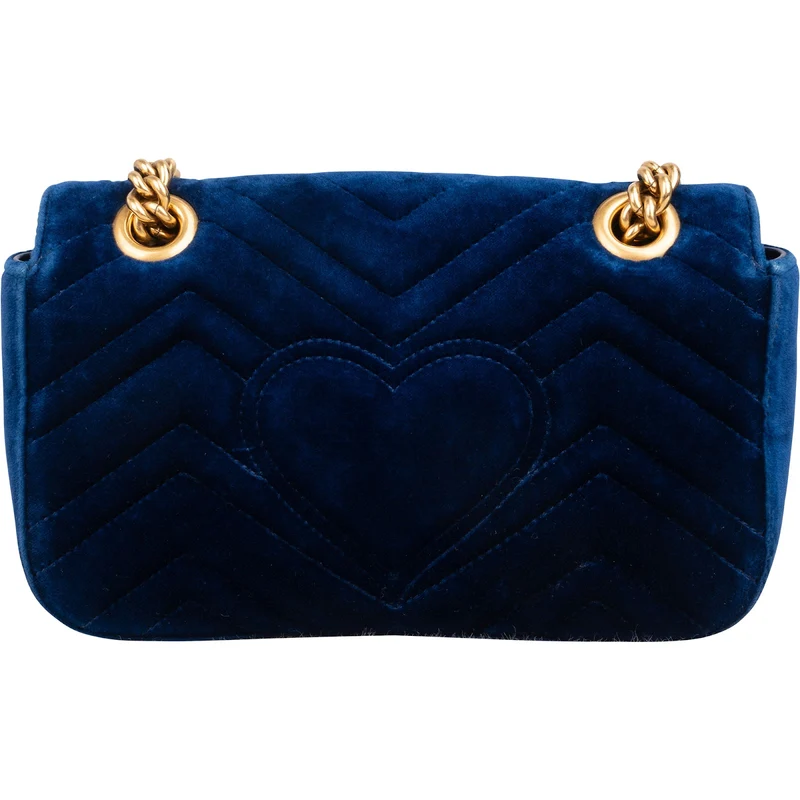 Gucci Velvet Matelassé GG Marmont Small Crossbody Bag