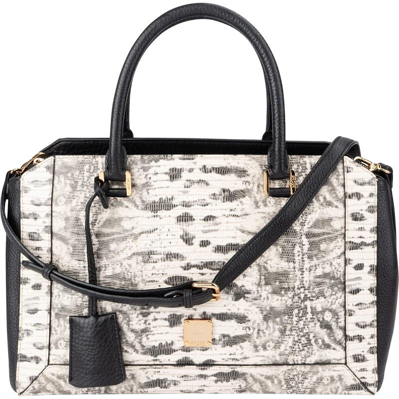 MCM Visetos Monogram Python Embossed Leather Milla Tote Handbag