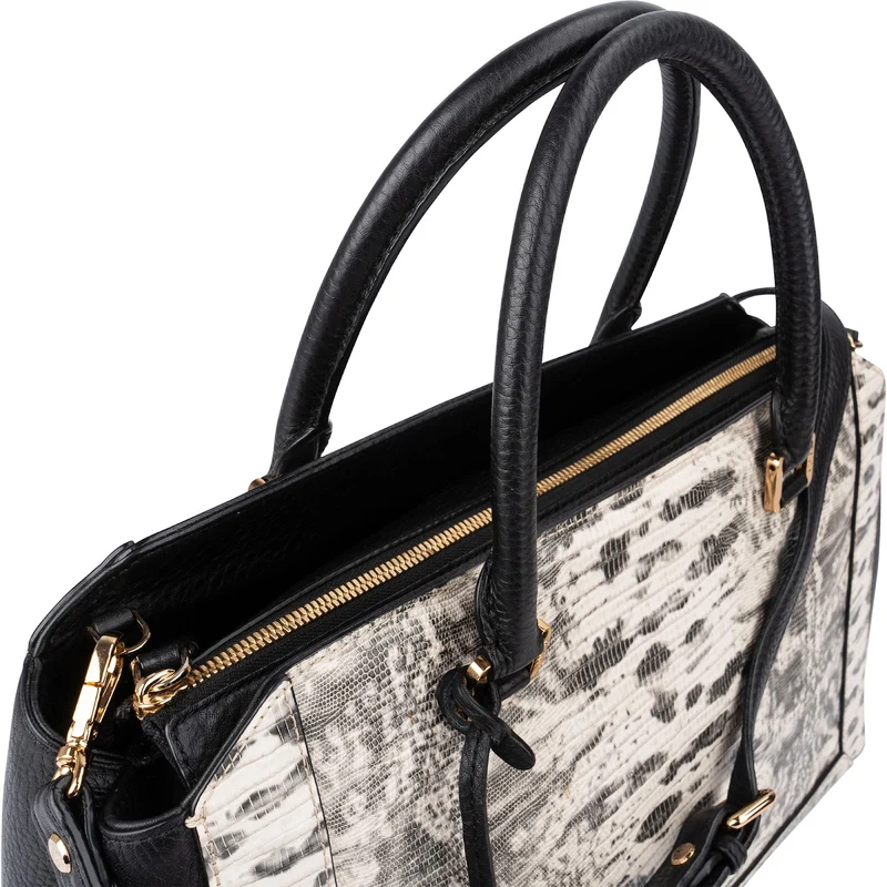 MCM Visetos Monogram Python Embossed Leather Milla Tote Handbag