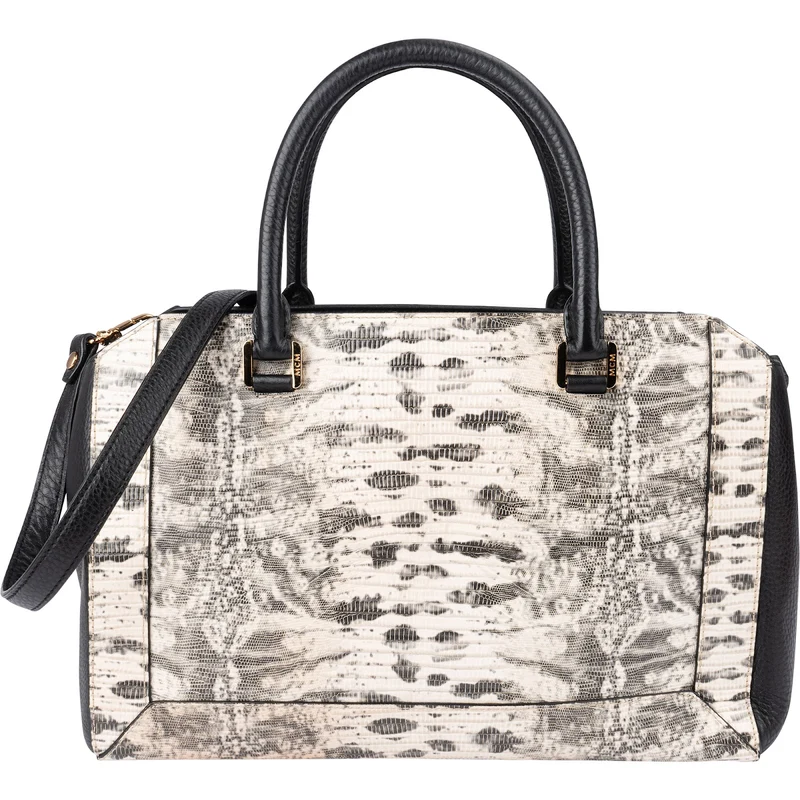 MCM Visetos Monogram Python Embossed Leather Milla Tote Handbag