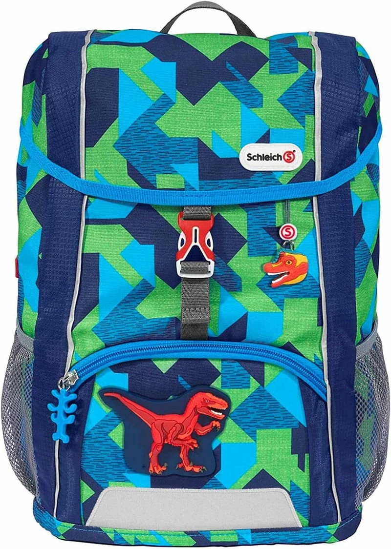 Step by Step Rucksack-Set Kid Schleich® "Velociraptor", blau-grün, mit Sitzkissen, ergonomischer Mini-Ranzen mit abnehmbarem Brustgurt, für Kindergarten, Vorschule und Freizeit, 13 l