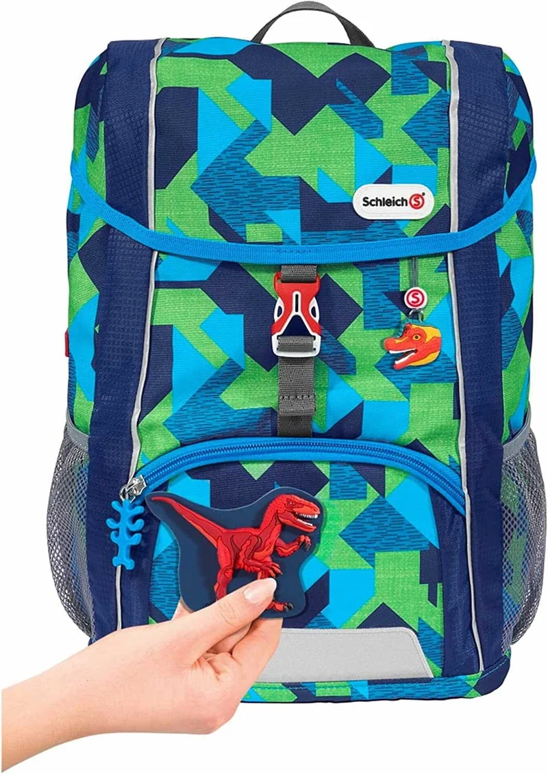 Step by Step Rucksack-Set Kid Schleich® "Velociraptor", blau-grün, mit Sitzkissen, ergonomischer Mini-Ranzen mit abnehmbarem Brustgurt, für Kindergarten, Vorschule und Freizeit, 13 l