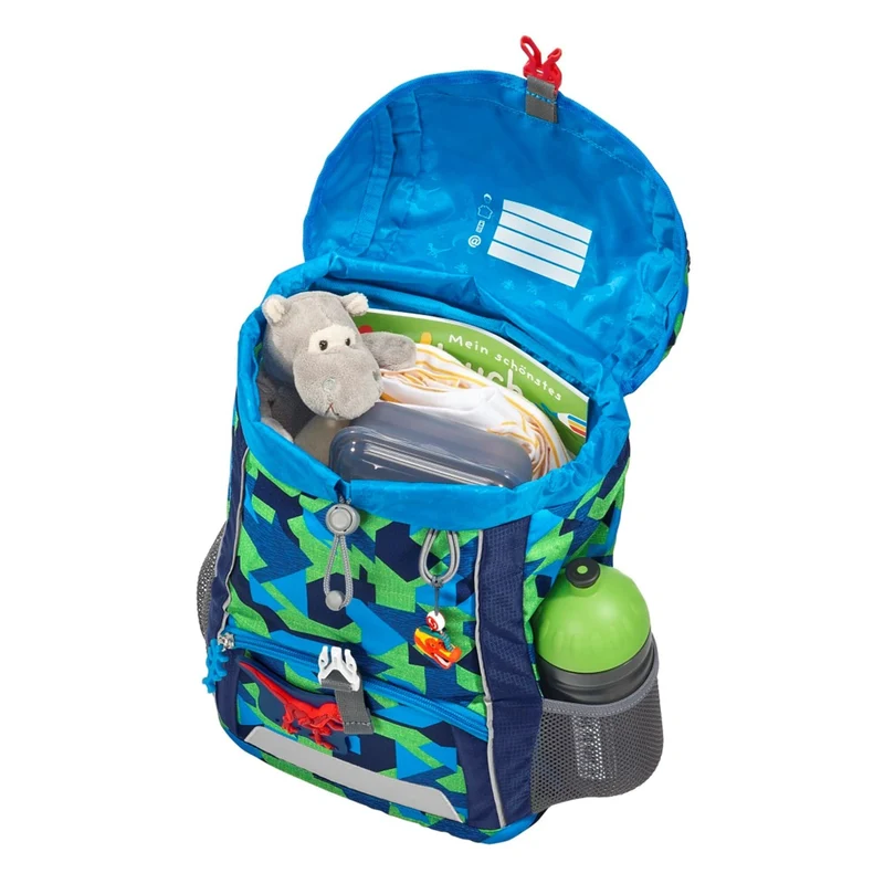 Step by Step Rucksack-Set Kid Schleich® "Velociraptor", blau-grün, mit Sitzkissen, ergonomischer Mini-Ranzen mit abnehmbarem Brustgurt, für Kindergarten, Vorschule und Freizeit, 13 l