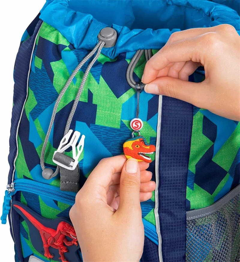 Step by Step Rucksack-Set Kid Schleich® "Velociraptor", blau-grün, mit Sitzkissen, ergonomischer Mini-Ranzen mit abnehmbarem Brustgurt, für Kindergarten, Vorschule und Freizeit, 13 l