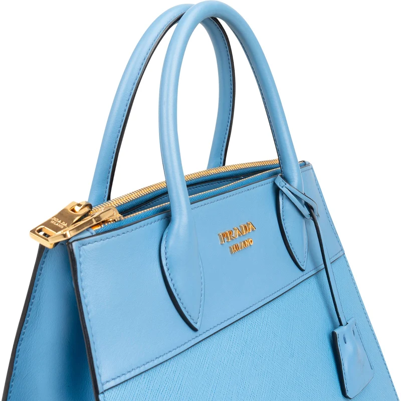 Prada Saffiano Leather Small Promenade Double Zip Kelly Style City Handbag