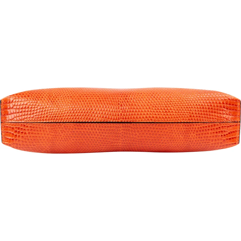 Loewe Orange Lizard-Embossed Leather T Pouch