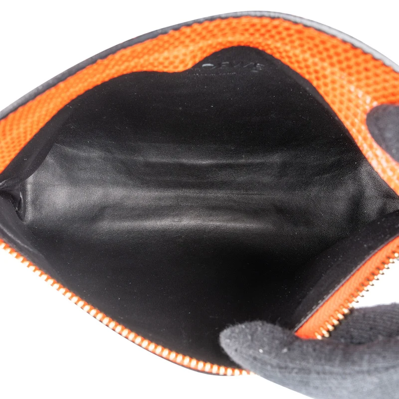 Loewe Orange Lizard-Embossed Leather T Pouch