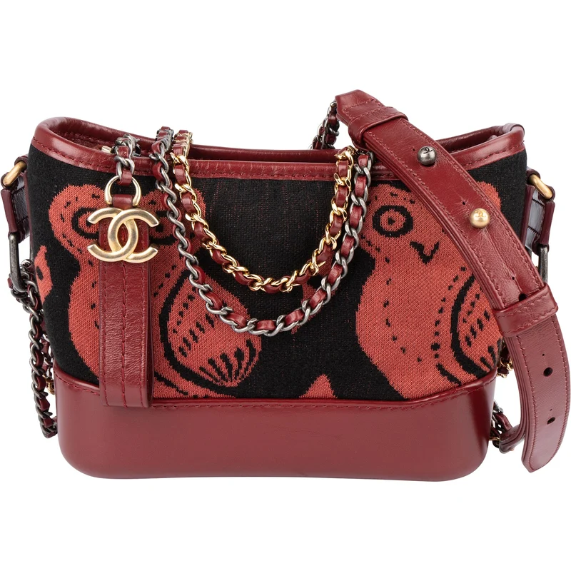 Chanel Owl Motif Wool & Calfskin Gabrielle Bicolor Chain Small Crossbody Bag