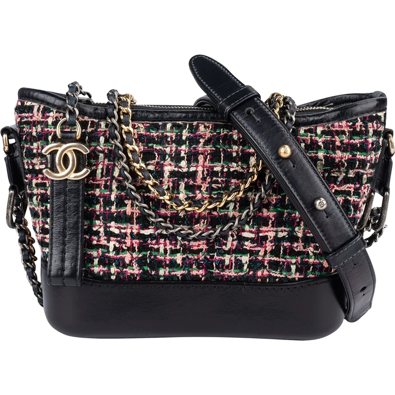 Chanel Tweed Leather Gabrielle Bicolor Chain Small Crossbody Bag
