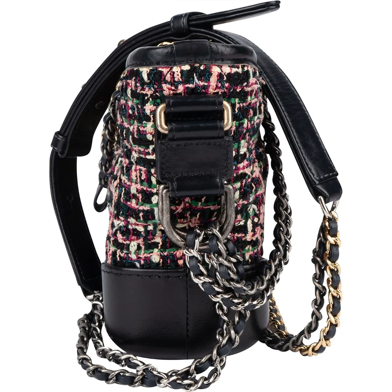 Chanel Tweed Leather Gabrielle Bicolor Chain Small Crossbody Bag