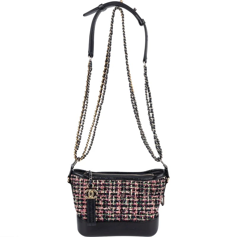 Chanel Tweed Leather Gabrielle Bicolor Chain Small Crossbody Bag