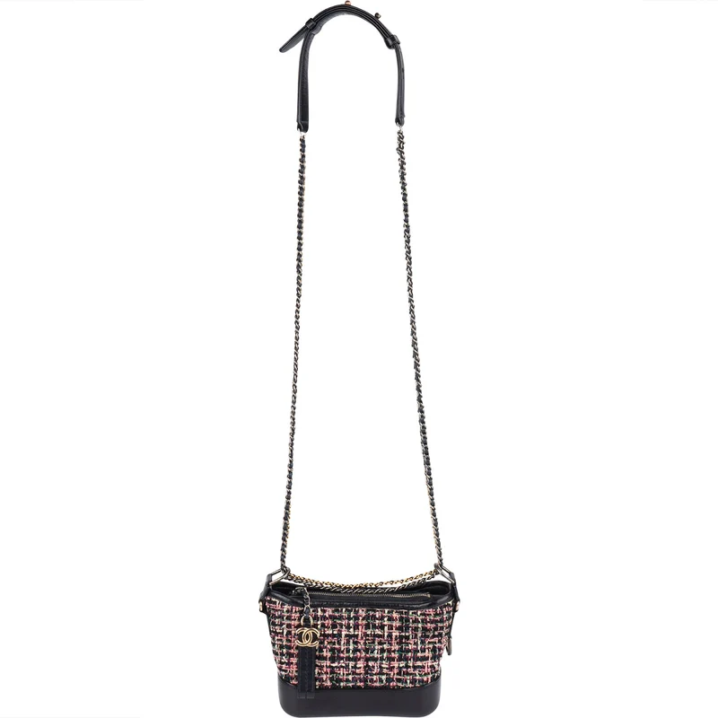 Chanel Tweed Leather Gabrielle Bicolor Chain Small Crossbody Bag