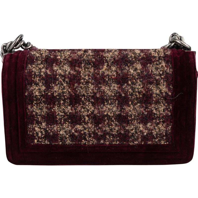 Chanel Velvet & Boucle Tweed Medium Boy Crossbody Bag