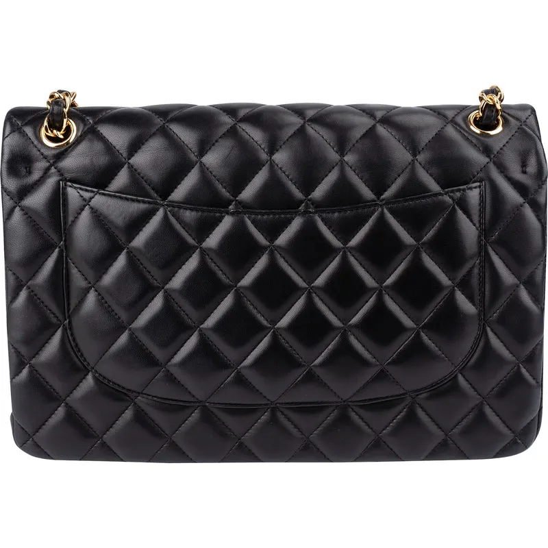Chanel Quilted Lambskin Gold Jumbo Double Flap Crossbody Bag