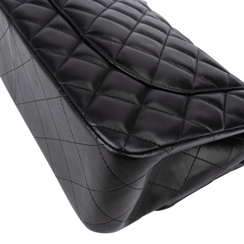 Chanel Quilted Lambskin Gold Jumbo Double Flap Crossbody Bag