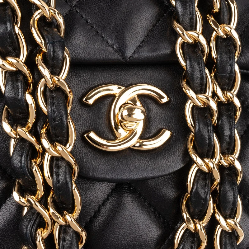 Chanel Quilted Lambskin Gold Jumbo Double Flap Crossbody Bag