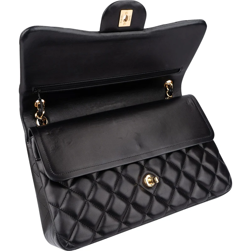 Chanel Quilted Lambskin Gold Jumbo Double Flap Crossbody Bag