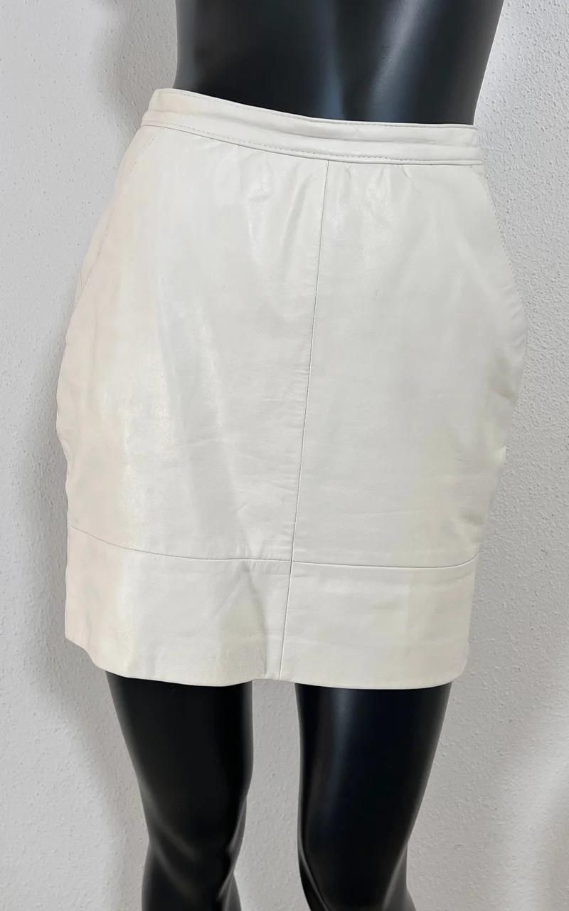 Vintage White Mini Leather Skirt