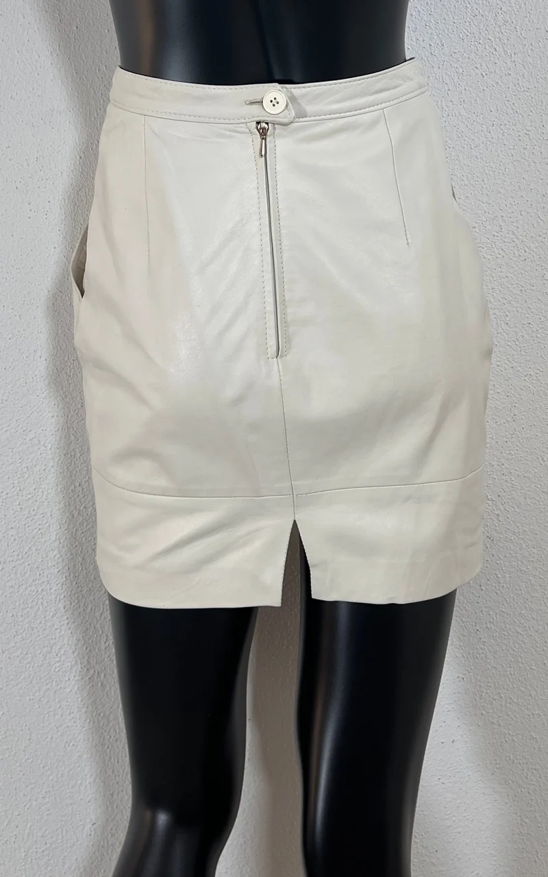Vintage White Mini Leather Skirt