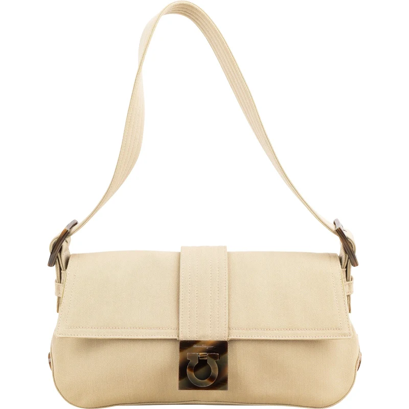 Salvatore Ferragamo Canvas Gancini Baguette Shoulder Bag
