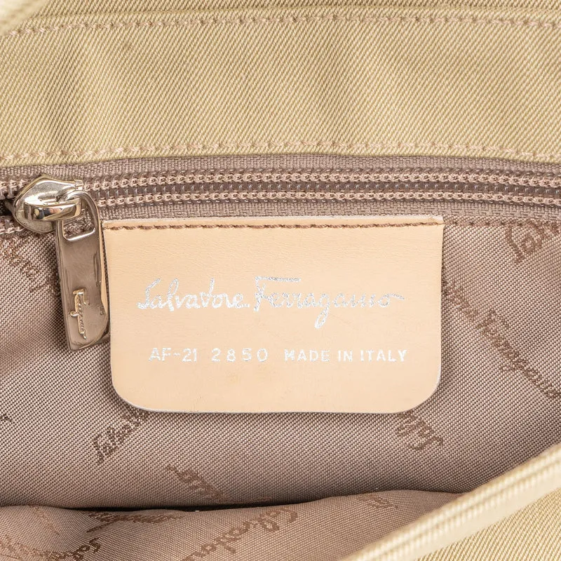 Salvatore Ferragamo Canvas Gancini Baguette Shoulder Bag