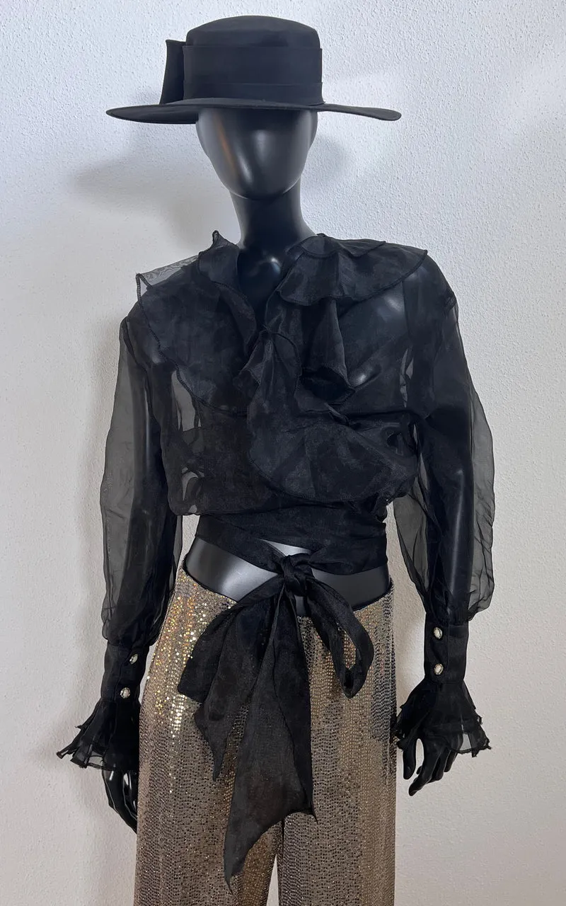 Vintage Sheer Voile Wrap Top