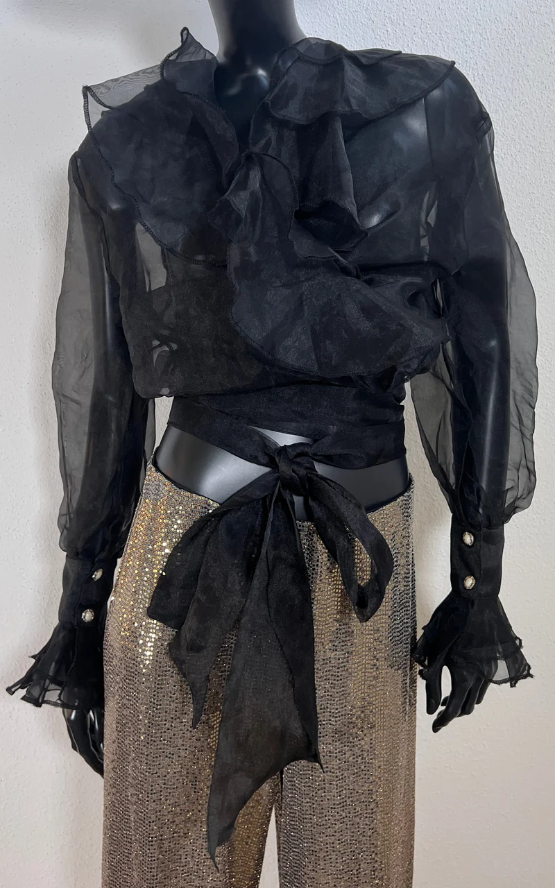 Vintage Sheer Voile Wrap Top