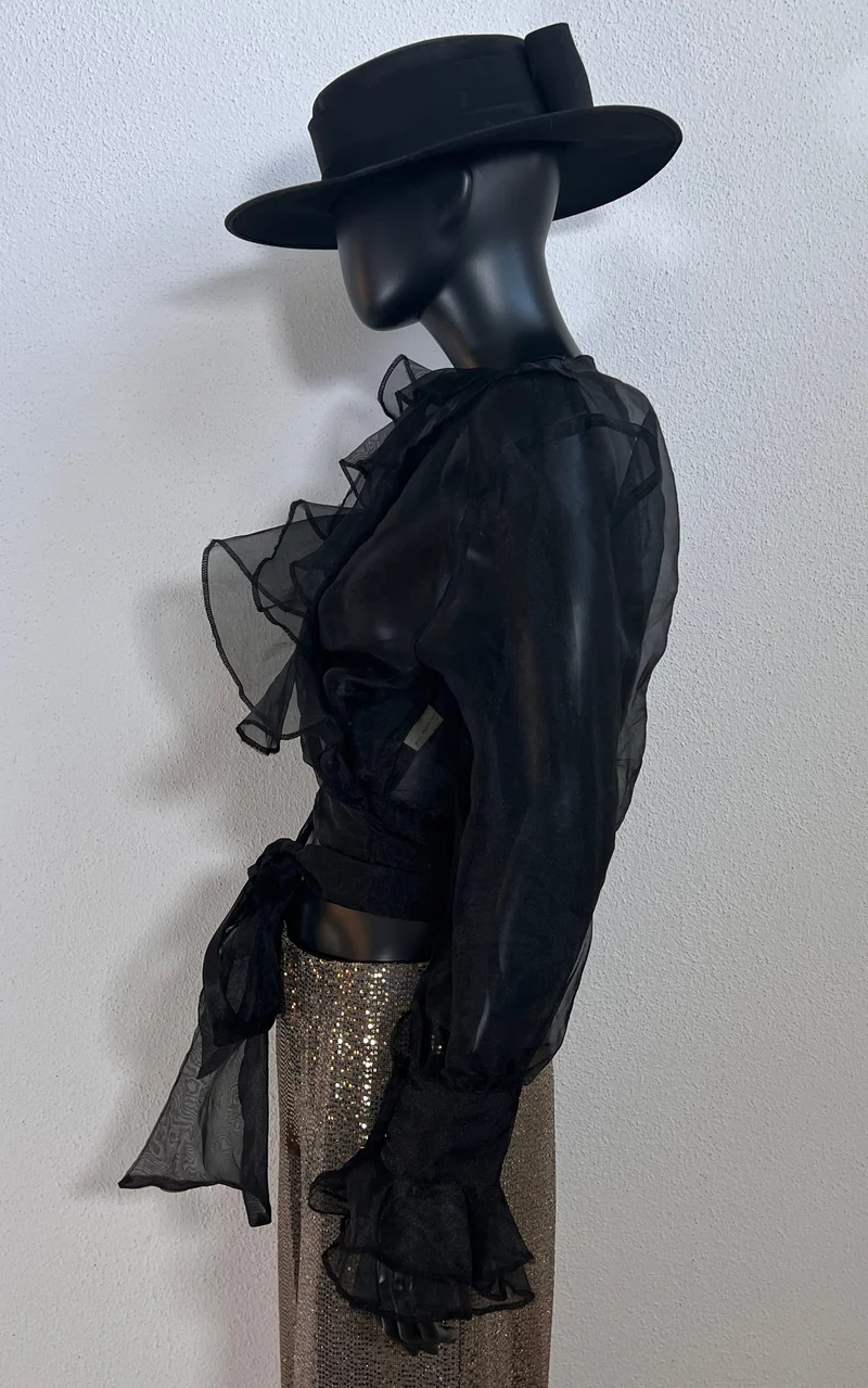 Vintage Sheer Voile Wrap Top