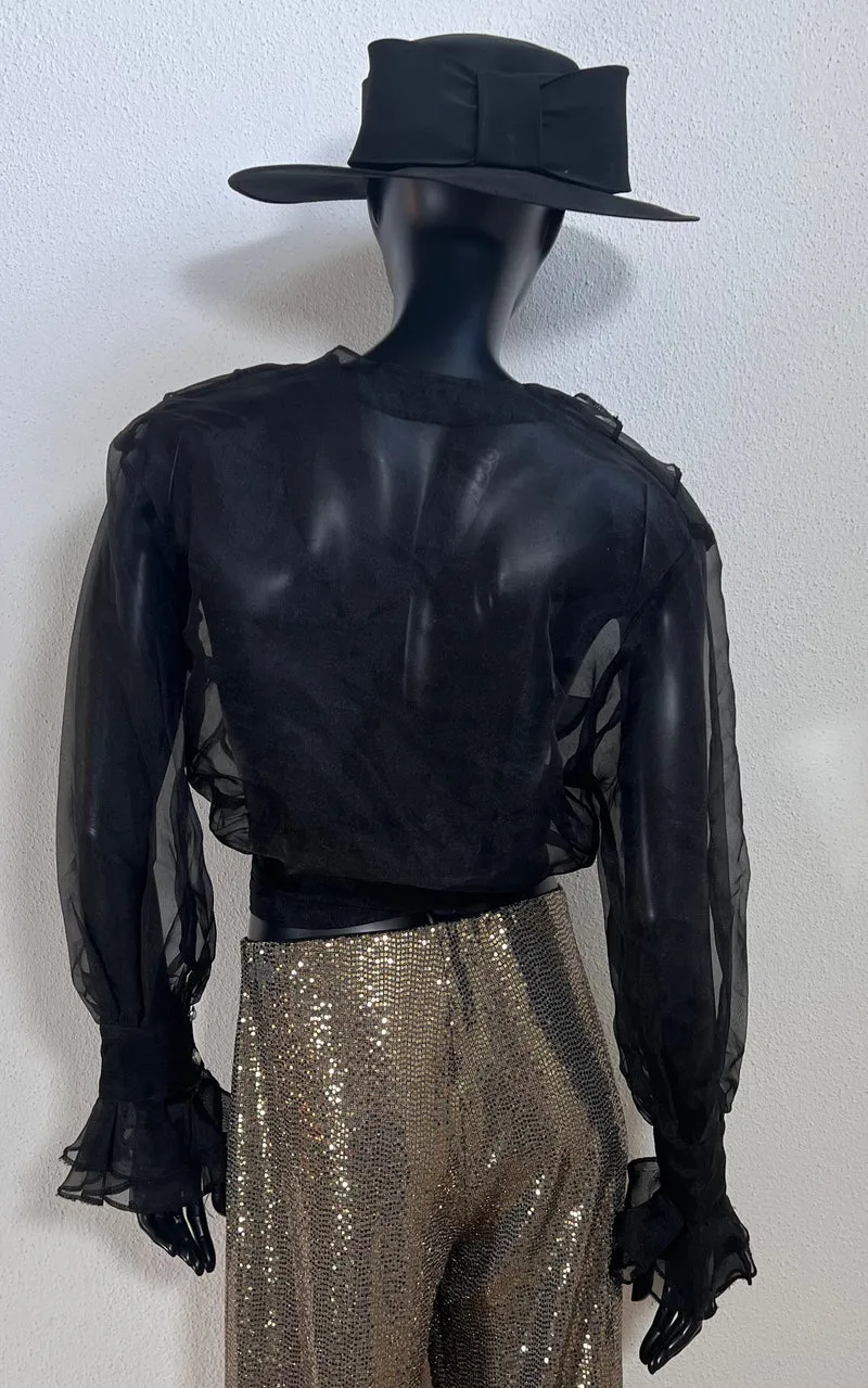 Vintage Sheer Voile Wrap Top