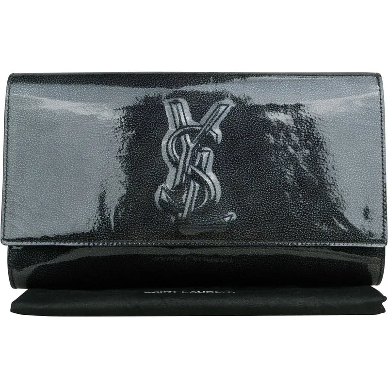 Saint Laurent Crinkled Patent Leather Belle de Jour Clutch