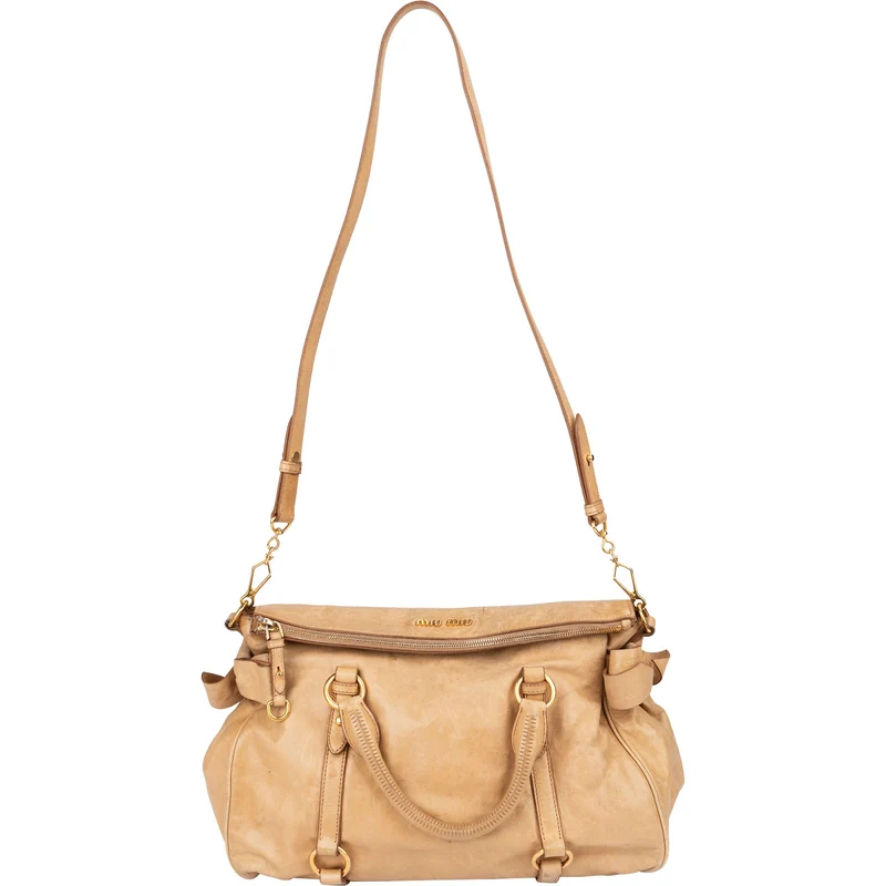 Miu Miu Vitello Lux Bow Satchel Handbag