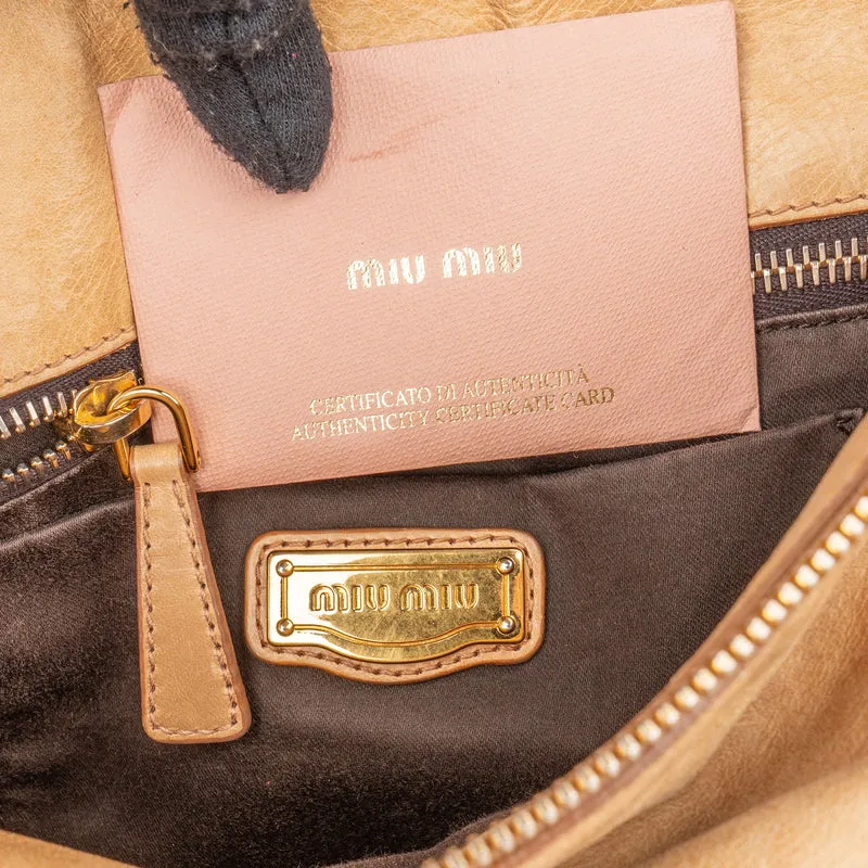 Miu Miu Vitello Lux Bow Satchel Handbag