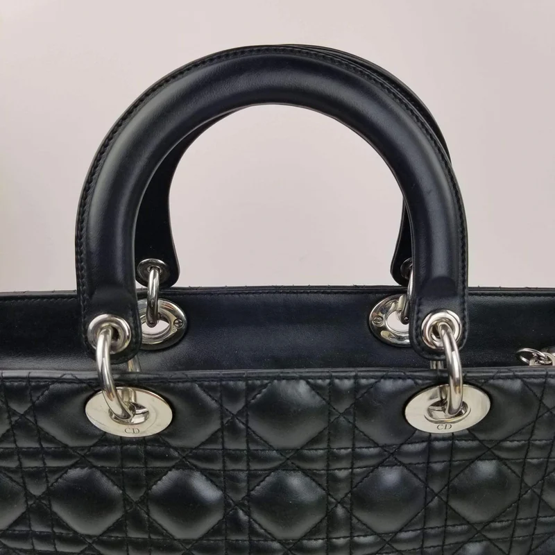 Dior Lady Dior Large Black Lambskin Bag