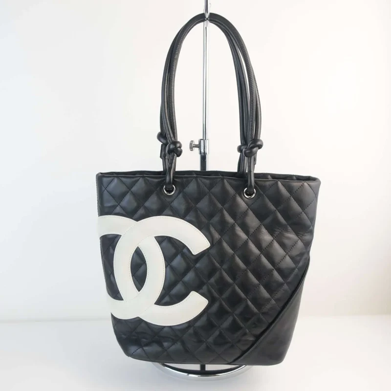 Chanel Cambon Quilted Black and White Small Tote Bag