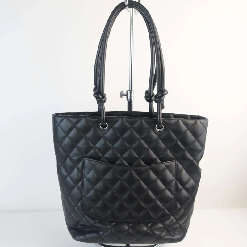Chanel Cambon Quilted Black and White Small Tote Bag