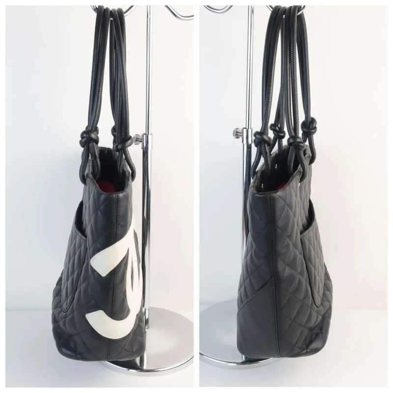 Chanel Cambon Quilted Black and White Small Tote Bag