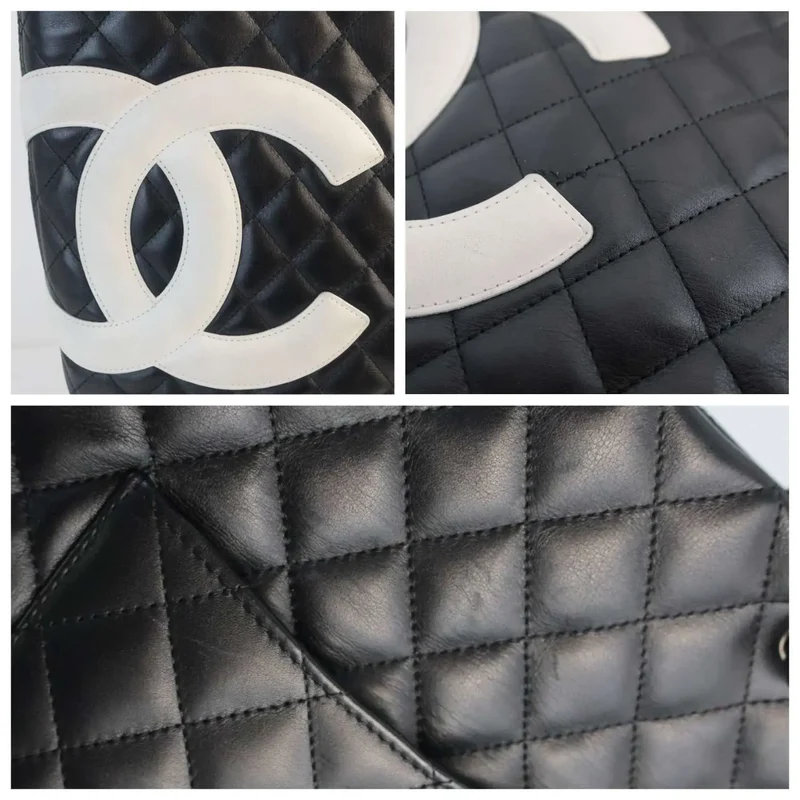 Chanel Cambon Quilted Black and White Small Tote Bag