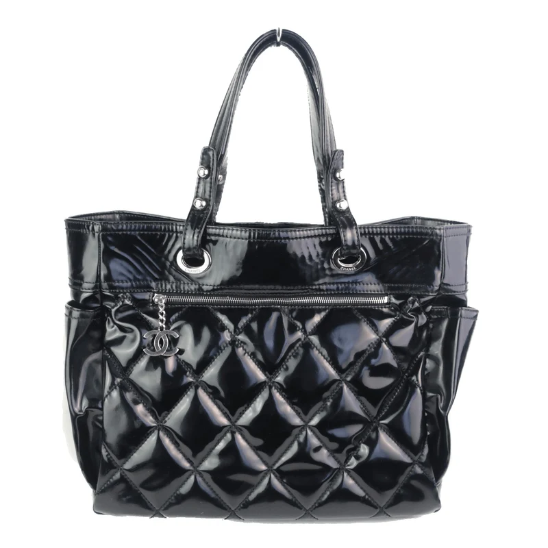 Chanel Black Patent Leather Biarritz Tote Bag