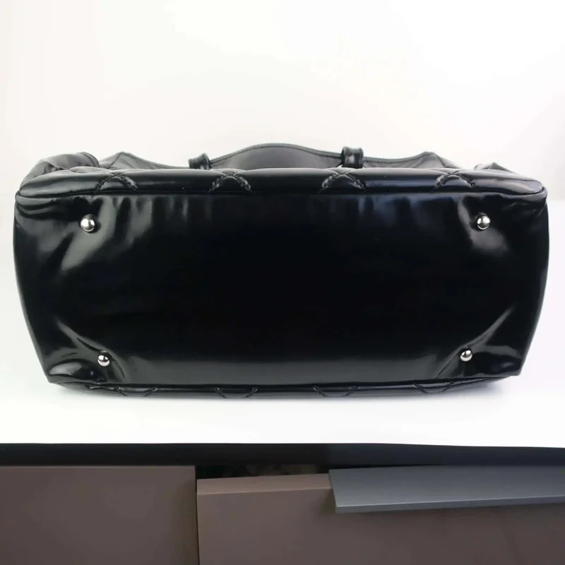 Chanel Black Patent Leather Biarritz Tote Bag