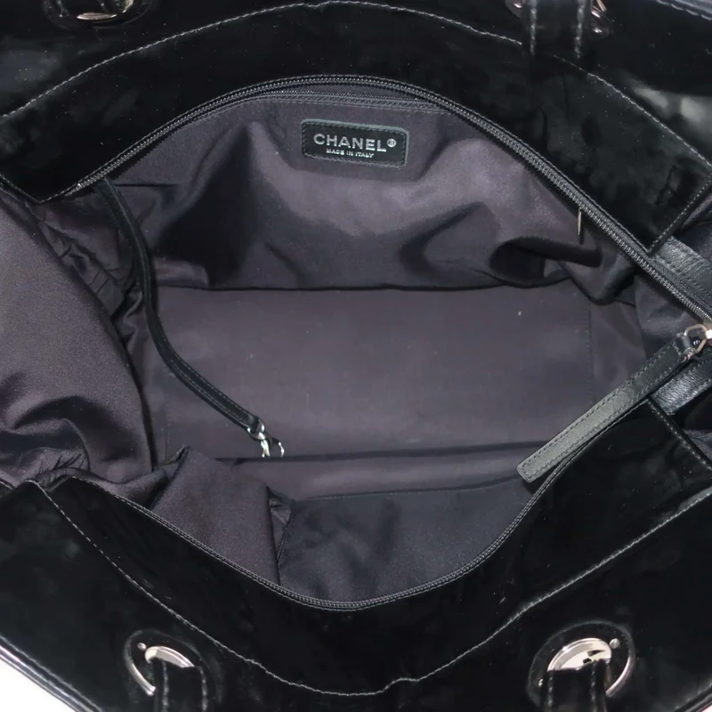 Chanel Black Patent Leather Biarritz Tote Bag