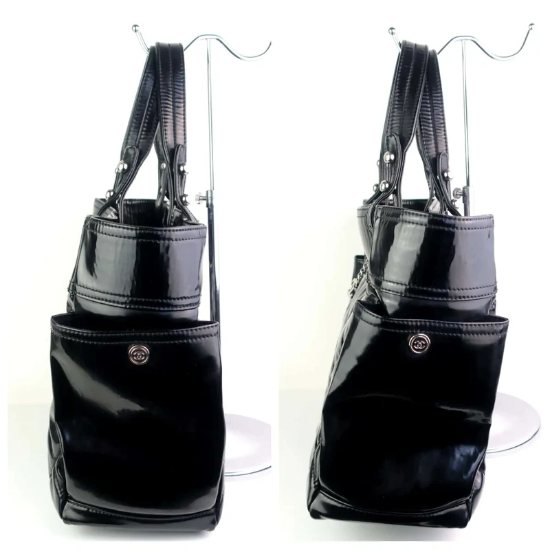 Chanel Black Patent Leather Biarritz Tote Bag