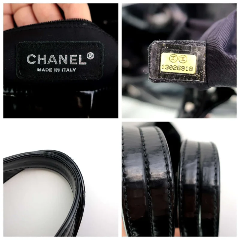 Chanel Black Patent Leather Biarritz Tote Bag