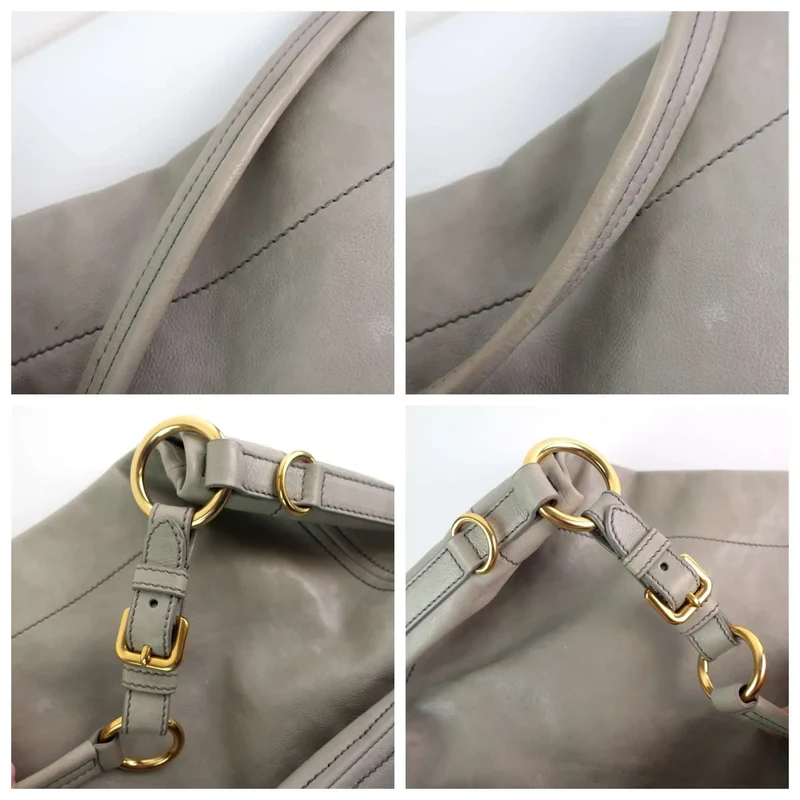 Prada Grey Hobo Leather Bag